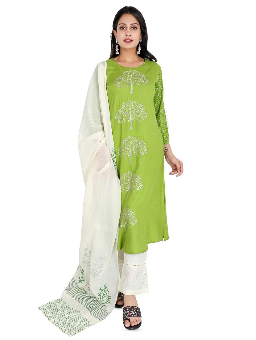 embroidered kurta palazzo suit set - 16822932 - Zoom Image - 1