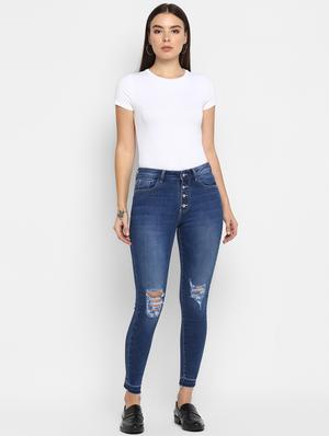 high rise distressed jeans - 16823092 - Standard Image - 4