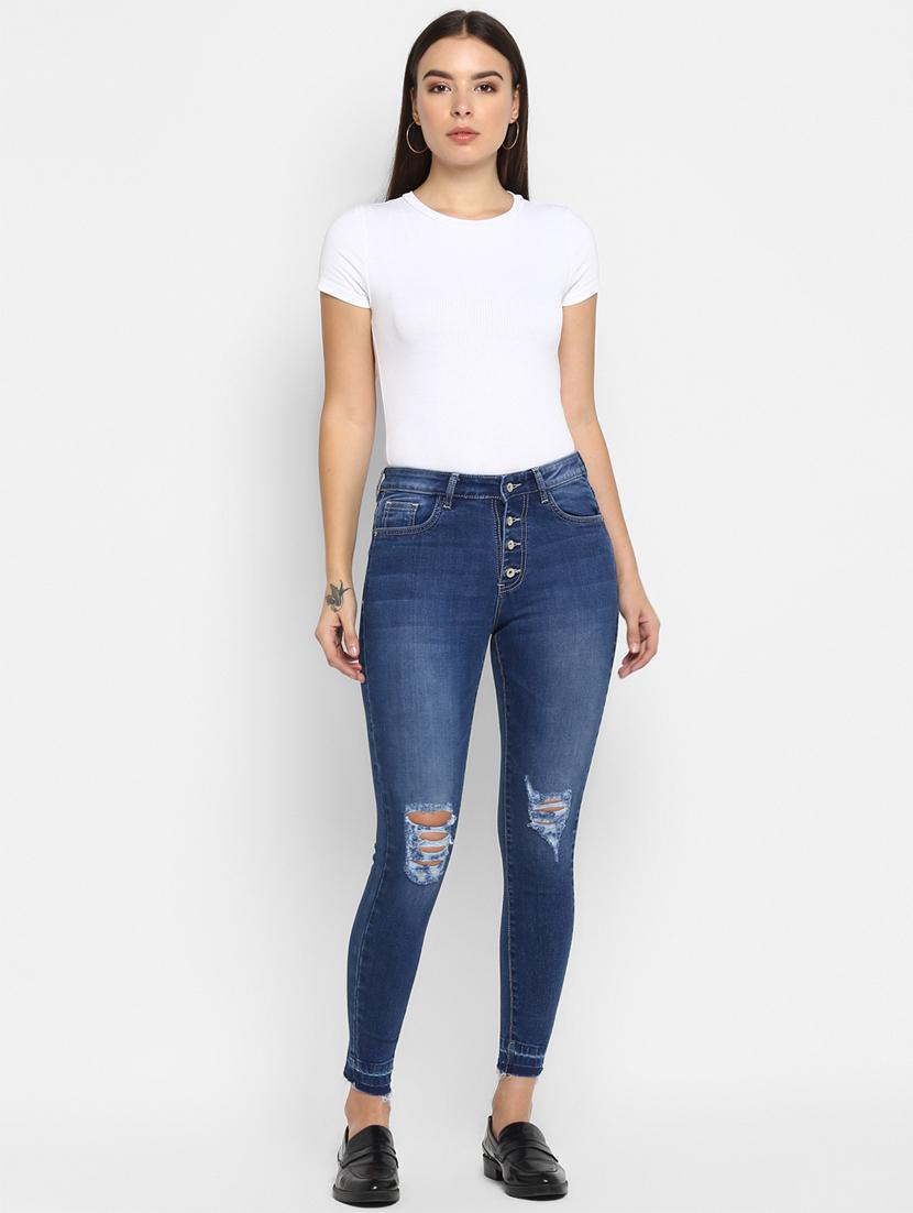 high rise distressed jeans - 16823092 - Zoom Image - 4