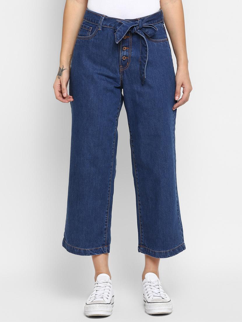 tie up waist wide leg jeans - 16823094 - Zoom Image - 1