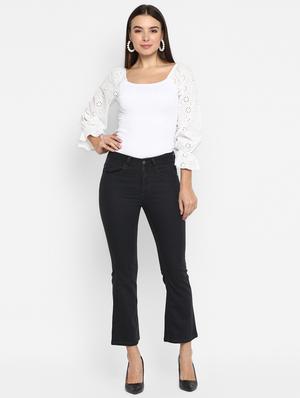 high rise solid jeans - 16823099 - Standard Image - 4