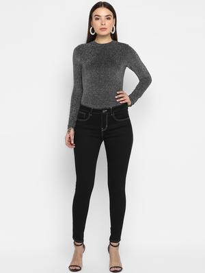 high rise solid jeans - 16823103 - Standard Image - 4