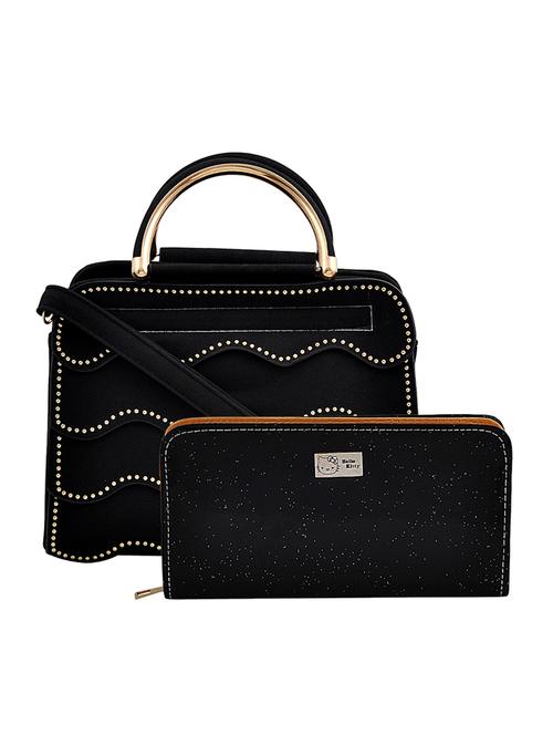 black leatherette combo handbag - 16823108 - Standard Image - 1