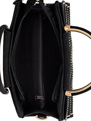 black leatherette combo handbag - 16823108 - Standard Image - 4