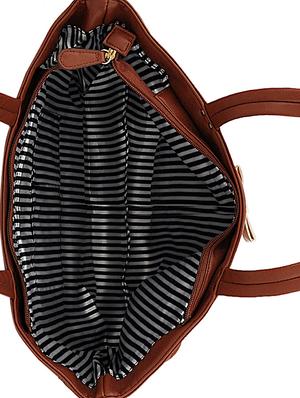 brown leatherette combo handbag - 16823122 - Standard Image - 4