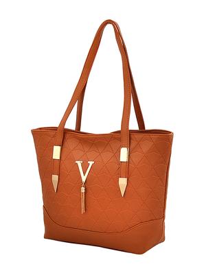 brown leatherette combo handbag - 16823128 - Standard Image - 2