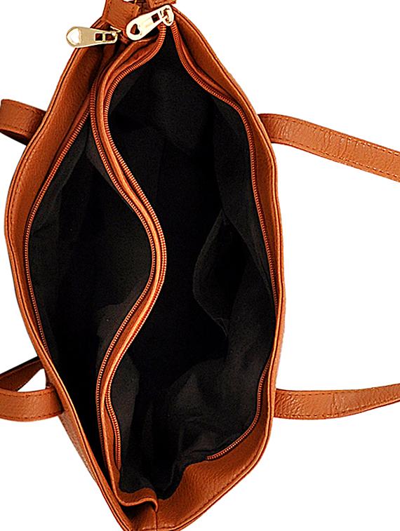 brown leatherette combo handbag - 16823128 - Zoom Image - 4