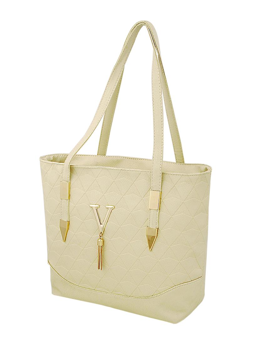 cream leatherette combo handbag - 16823129 - Zoom Image - 2