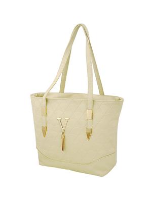 beige leatherette combo handbag - 16823133 - Standard Image - 4