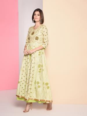 block print anarkali ethnic dress - 16823218 - Standard Image - 2