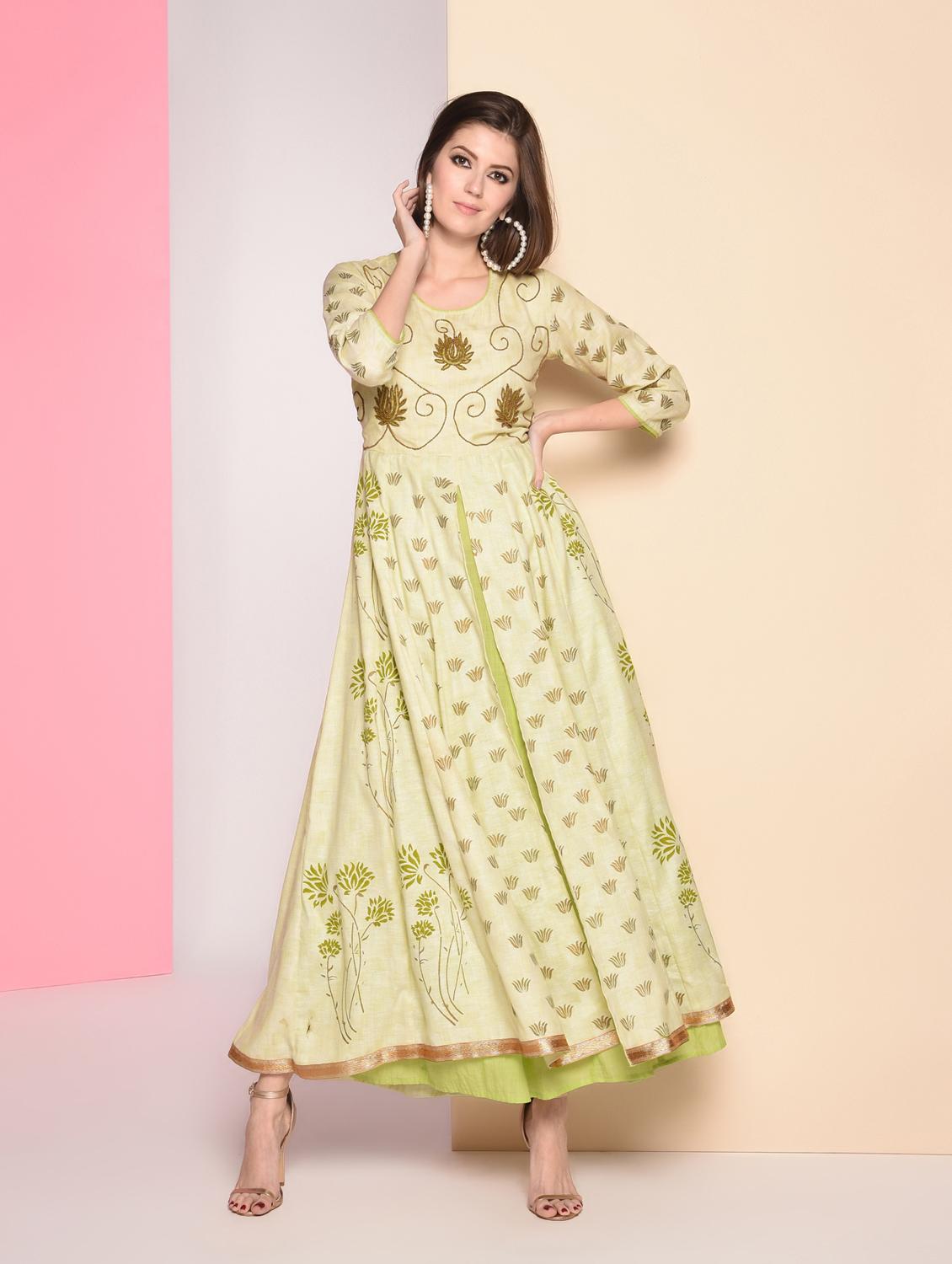 block print anarkali ethnic dress - 16823218 - Zoom Image - 1