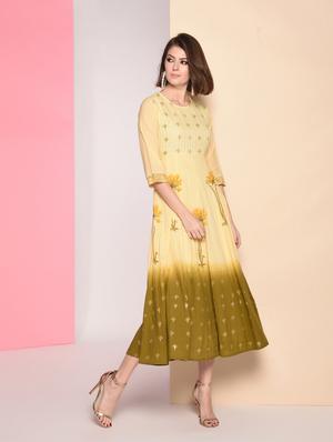 floral print anarkali ethnic dress - 16823224 - Standard Image - 2