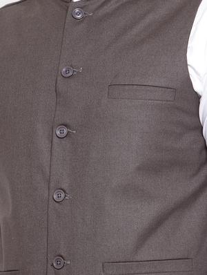 grey solid nehru jacket - 16823270 - Standard Image - 5