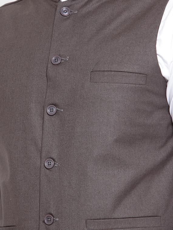 grey solid nehru jacket - 16823270 - Zoom Image - 5