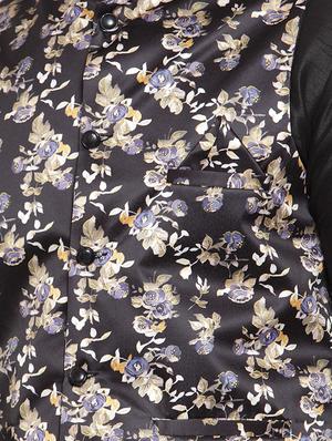 black floral printed nehru jacket - 16823296 - Standard Image - 5