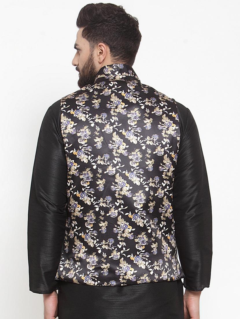 black floral printed nehru jacket - 16823296 - Zoom Image - 3