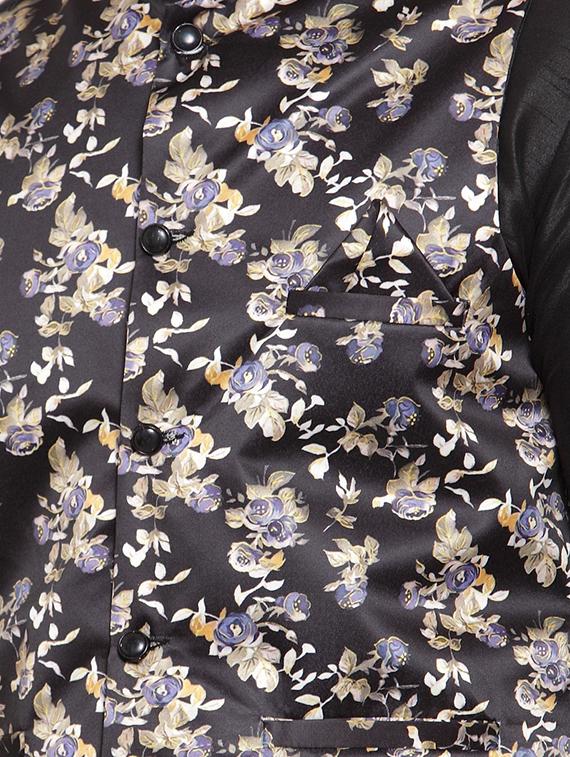 black floral printed nehru jacket - 16823296 - Zoom Image - 5