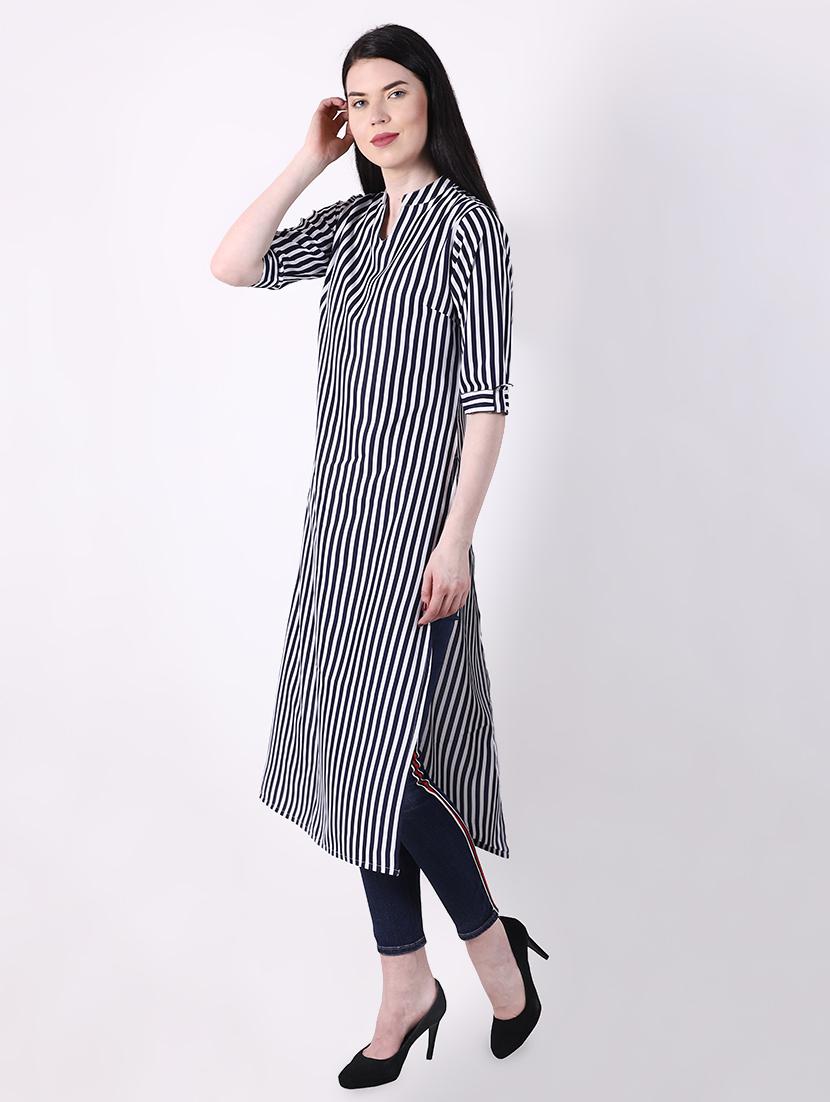 striped straight kurta - 16823314 - Zoom Image - 2