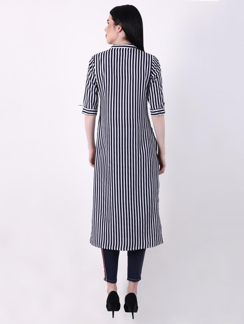 striped straight kurta - 16823314 - Zoom Image - 3