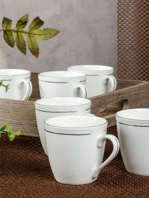 bone china tea cups with real gold line (set of 6) - 16823495 - Very Small Image - 1