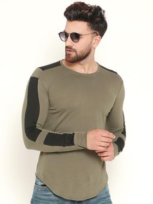 olive green taped t-shirt - 16823648 - Standard Image - 2