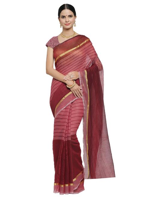 striped woven saree with blouse - 16824169 - Standard Image - 1
