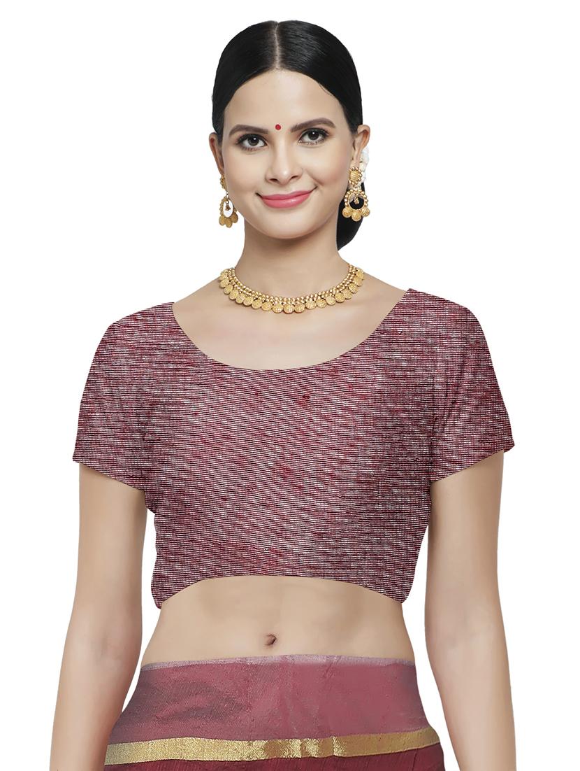 striped woven saree with blouse - 16824169 - Zoom Image - 3