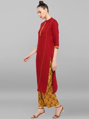 contrast kurta palazzo set - 16824454 - Standard Image - 2