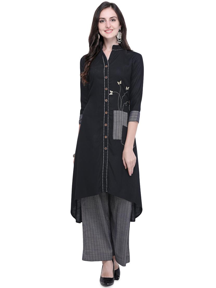 embroidered high-low kurta - 16824500 - Zoom Image - 1