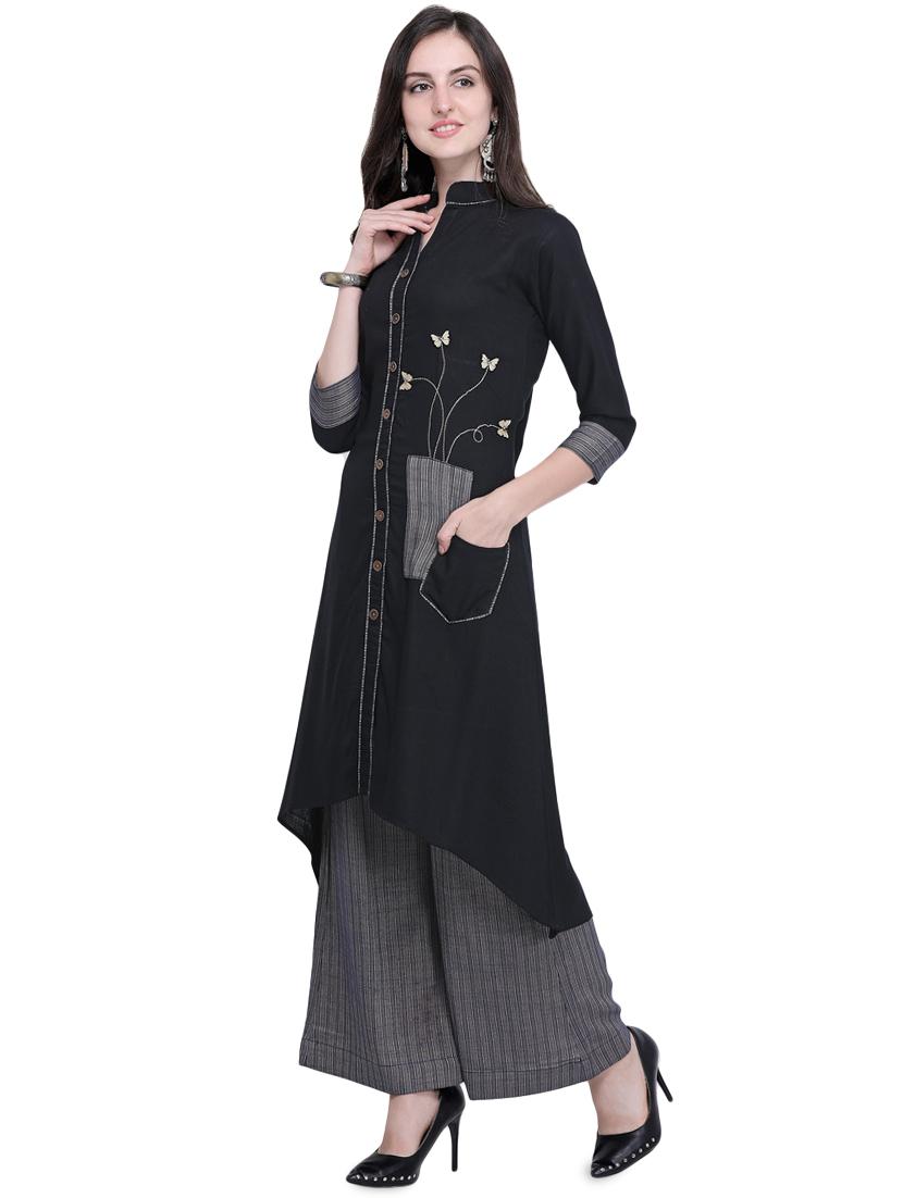 embroidered high-low kurta - 16824500 - Zoom Image - 2