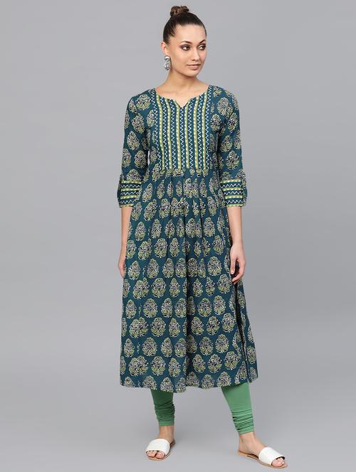 printed flared kurta - 16824694 - Standard Image - 1