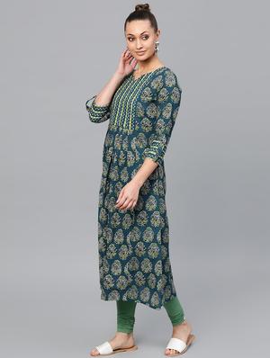 printed flared kurta - 16824694 - Standard Image - 2