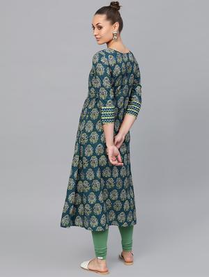 printed flared kurta - 16824694 - Standard Image - 3