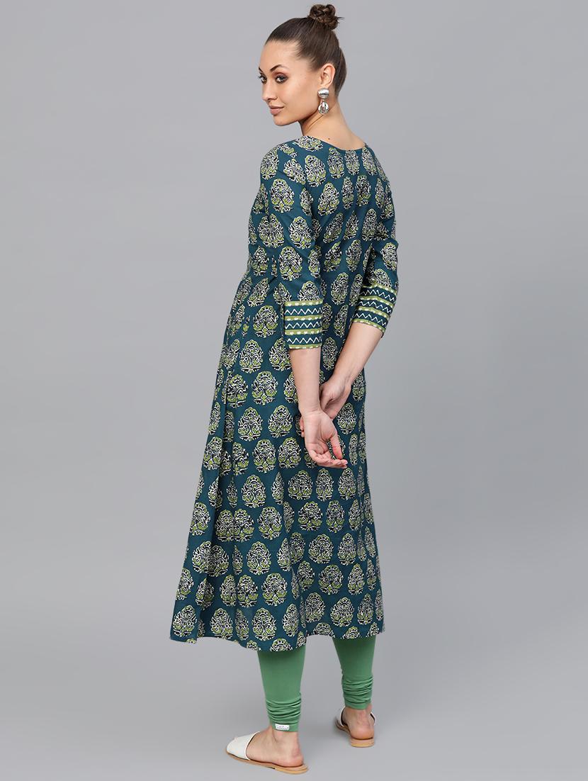 printed flared kurta - 16824694 - Zoom Image - 3