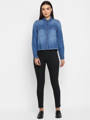 frayed hem denim shirt - 16824700 - Standard Image - 4