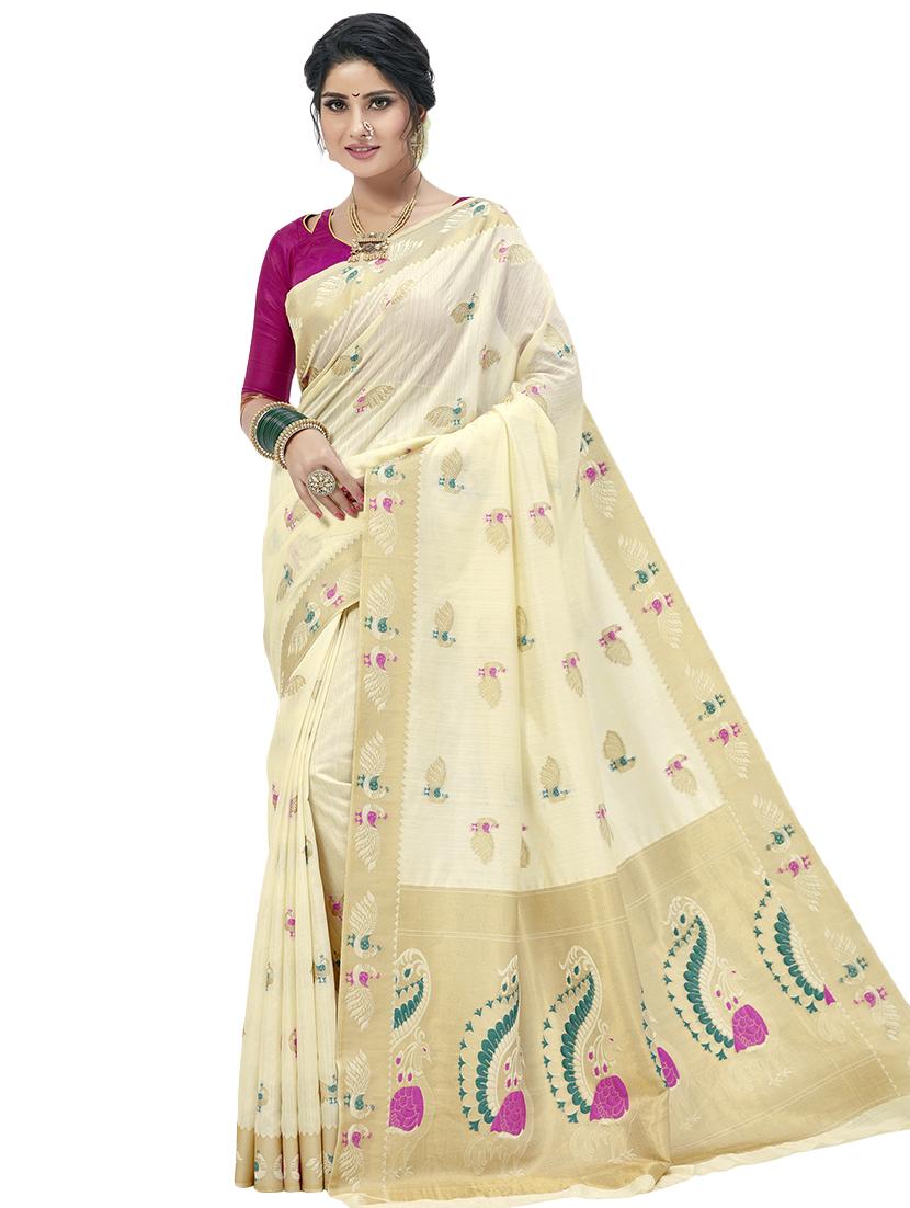 self design woven saree with blouse - 16825068 - Zoom Image - 1