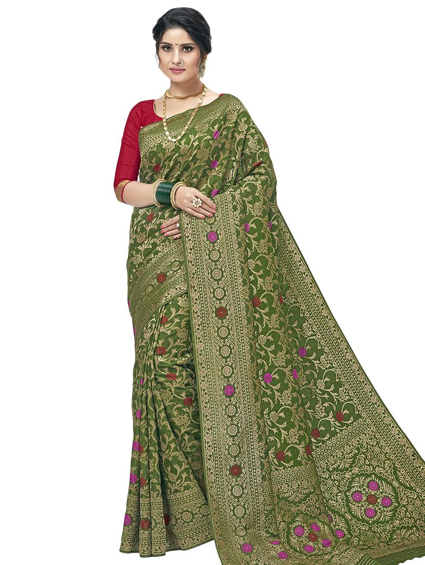 self design woven saree with blouse - 16825069 - Zoom Image - 1