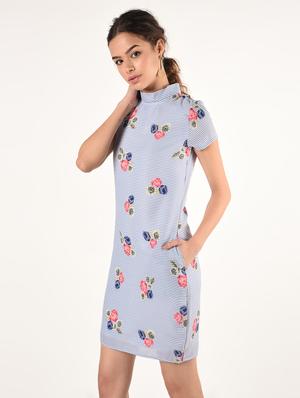 mock neck striped sheath dress - 16825139 - Standard Image - 3