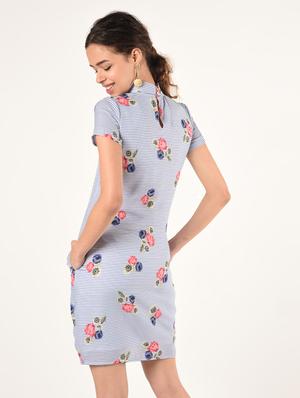 mock neck striped sheath dress - 16825139 - Standard Image - 4