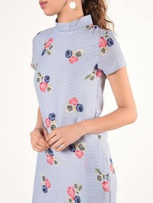 mock neck striped sheath dress - 16825139 - Standard Image - 5