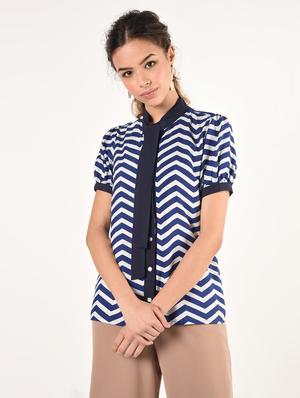 tie neck chevron shirt - 16825144 - Standard Image - 2