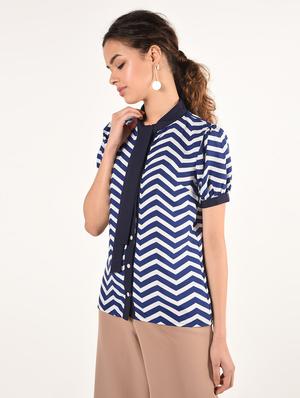 tie neck chevron shirt - 16825144 - Standard Image - 3