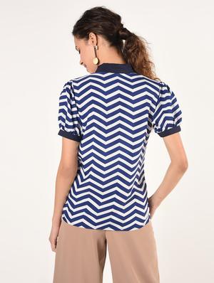 tie neck chevron shirt - 16825144 - Standard Image - 4