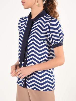 tie neck chevron shirt - 16825144 - Standard Image - 5