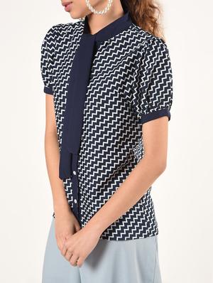 tie neck chevron shirt - 16825145 - Standard Image - 5