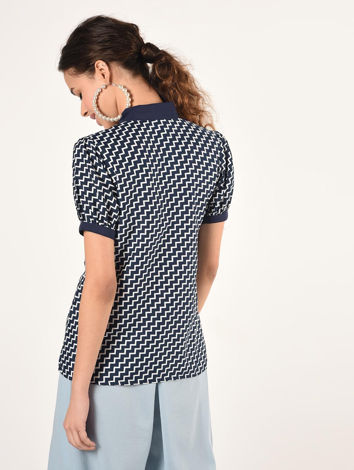 tie neck chevron shirt - 16825145 - Zoom Image - 4
