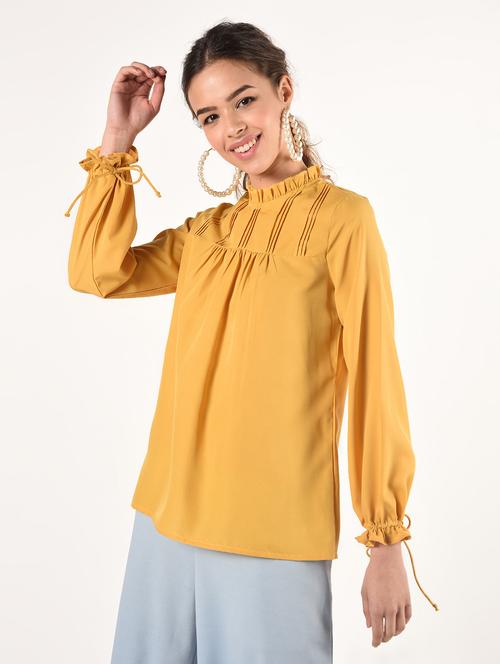 pin tucks detail solid top - 16825147 - Standard Image - 1