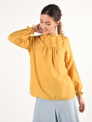 pin tucks detail solid top - 16825147 - Standard Image - 3