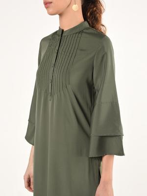 bell sleeves solid straight kurta - 16825158 - Standard Image - 5