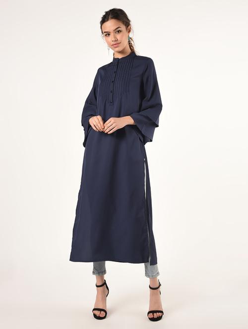 bell sleeves solid straight kurta - 16825160 - Standard Image - 1